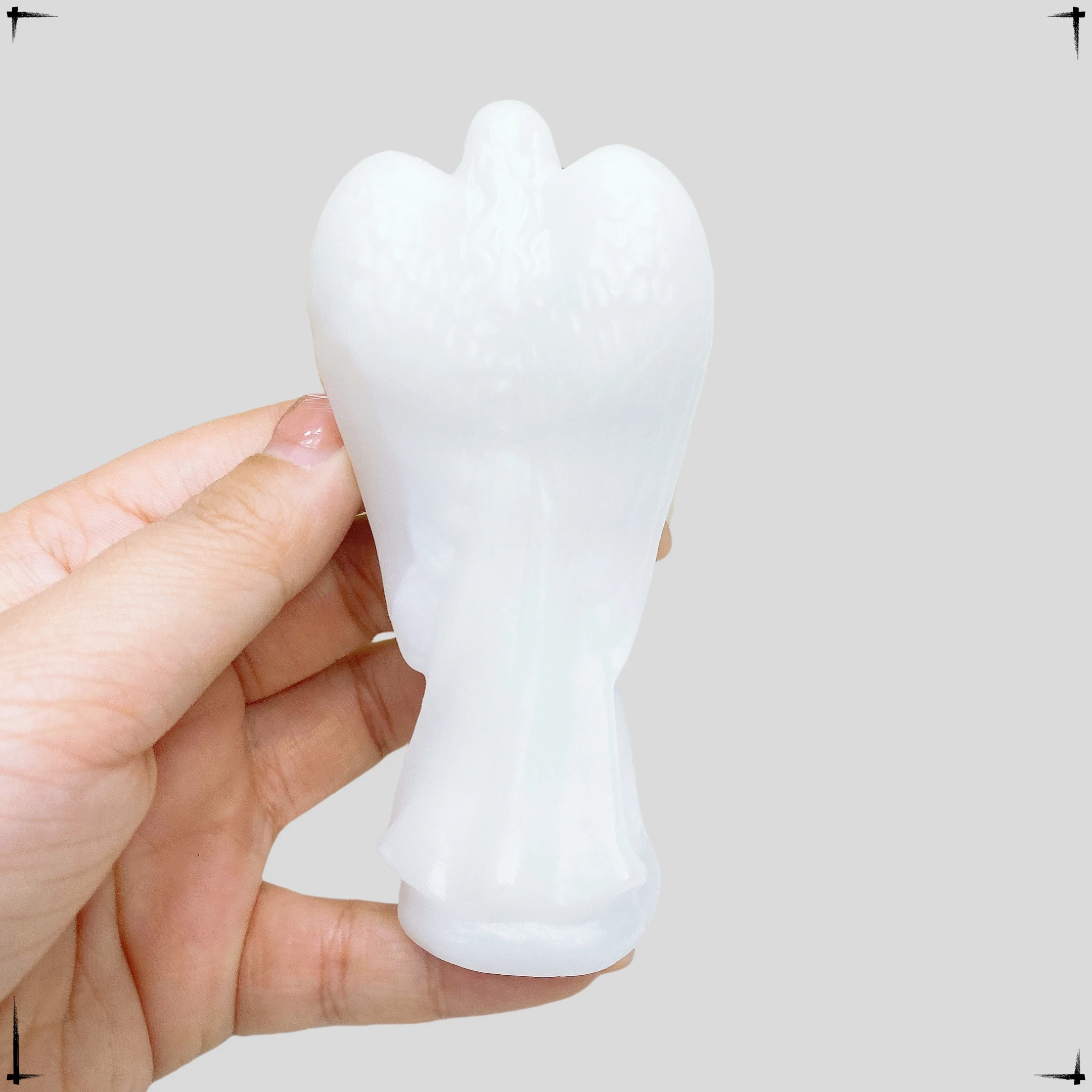105MM Angel Statue Natural Crystal Raw Stones White Jade Angel Hand Carved Model Figurine Crystal Healing Home Decoration Gifts