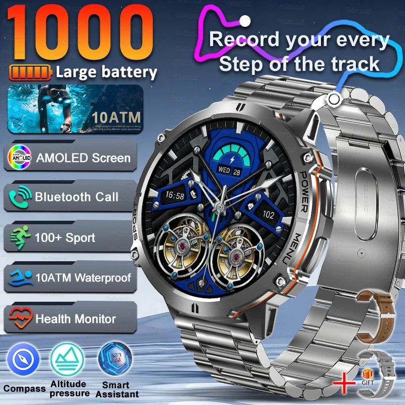 Men Smartwatch High End Sports Watches 1000mAh Large Battery Waterproof Durable AI Custom dial  TREX3  Smart Watch For Men women