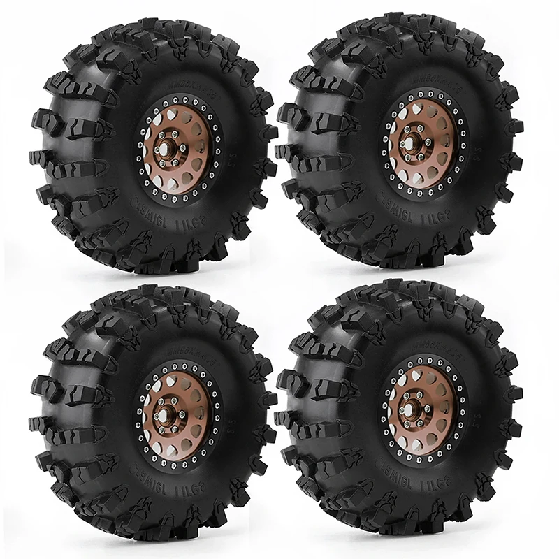 

4Pcs 2.2" Beadlock Wheel Rim Rubber Tire Set for 1/10 RC Crawler TRX-4 Axial SCX10 90046 D90 Voodoo KLR