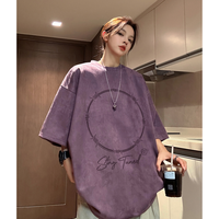 American heavyweight niche suede short-sleeved T-shirt for summer loose retro casual skin brightening unisex streetwear brand