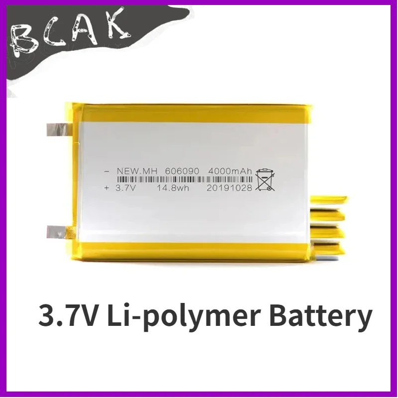 Hot Style Quality BCAK 3.7V 606090 4000mAh Battery Lithium Polymer Rechargeable Cells for GPS PSP DVD Toy Powerbank Power Bank T