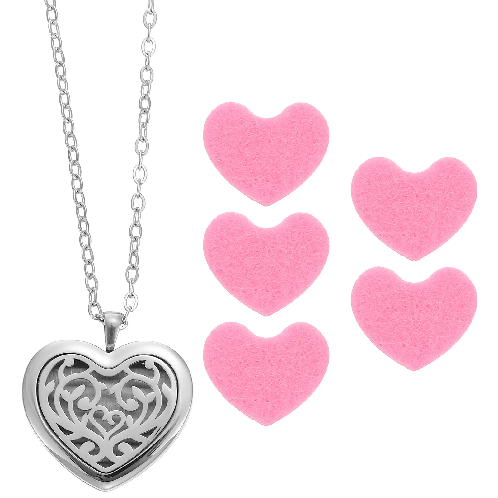 Heart-Shaped Stainless Steel Essential Oil Diffuser Necklace for Women – Aroma Pendant Jewelry Gift