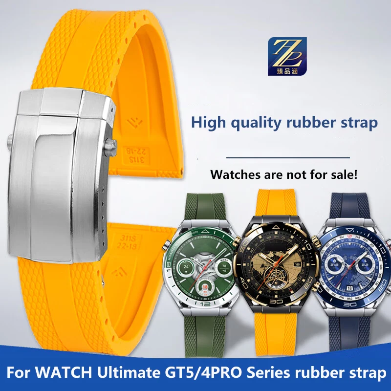 22mm rubber folding buckle strap Bracelet for Huawei WATCH Ultimate, extraordinary master for Huawei GT5/4PRO rubber watchband