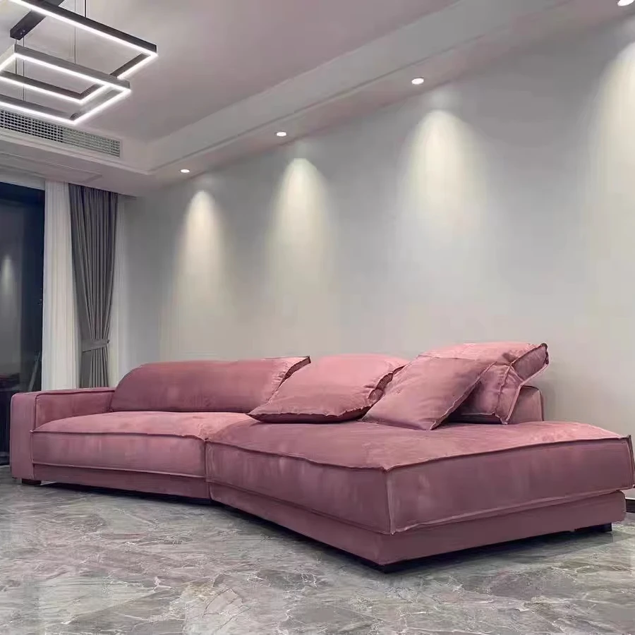 

qwModern Large Sectional l Shape Frosted Fabric Sofa Living Room Sofas Furniture Customized Feather Corner Sofa Couch&