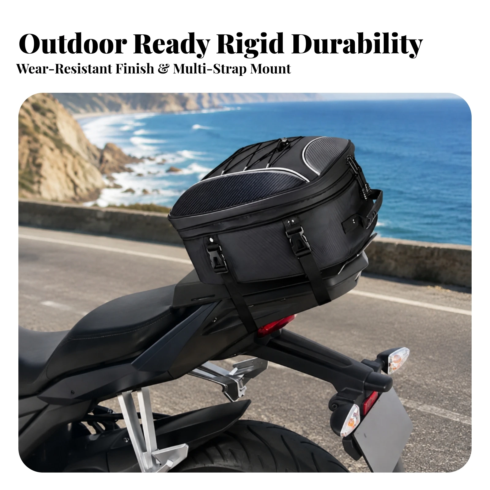 Motorcycle Tail Bag with Rain Cover Waterproof Motorcycle Rear Seat Bag Luggage Spacious Two-in-One Use for Motorcyclists