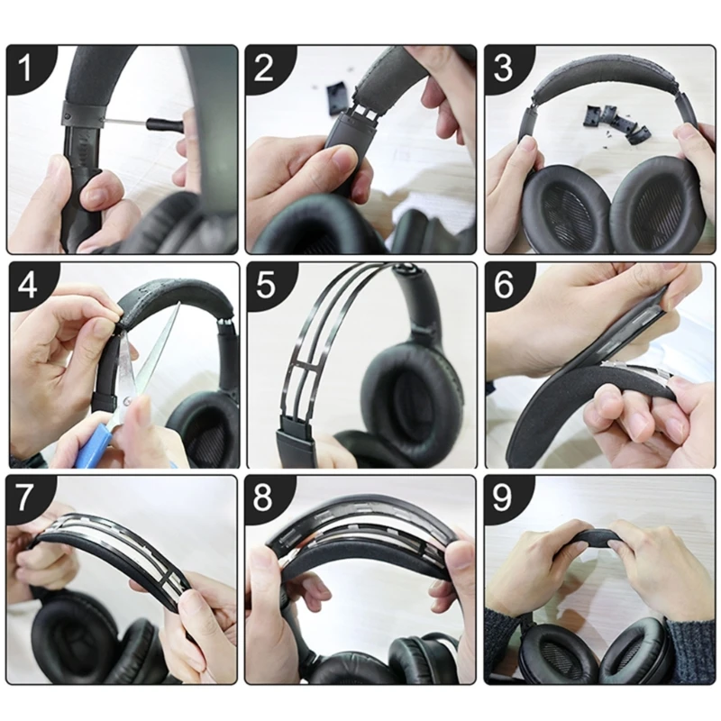 แถบคาดศีรษะหนัง 95AF ศีรษะหัวคานด้านบนส่วนหัวรองรับส่วนรองรับสำหรับ QC35 QC35II QC45 QC45II ชุดหูฟังชิ้นส่วน