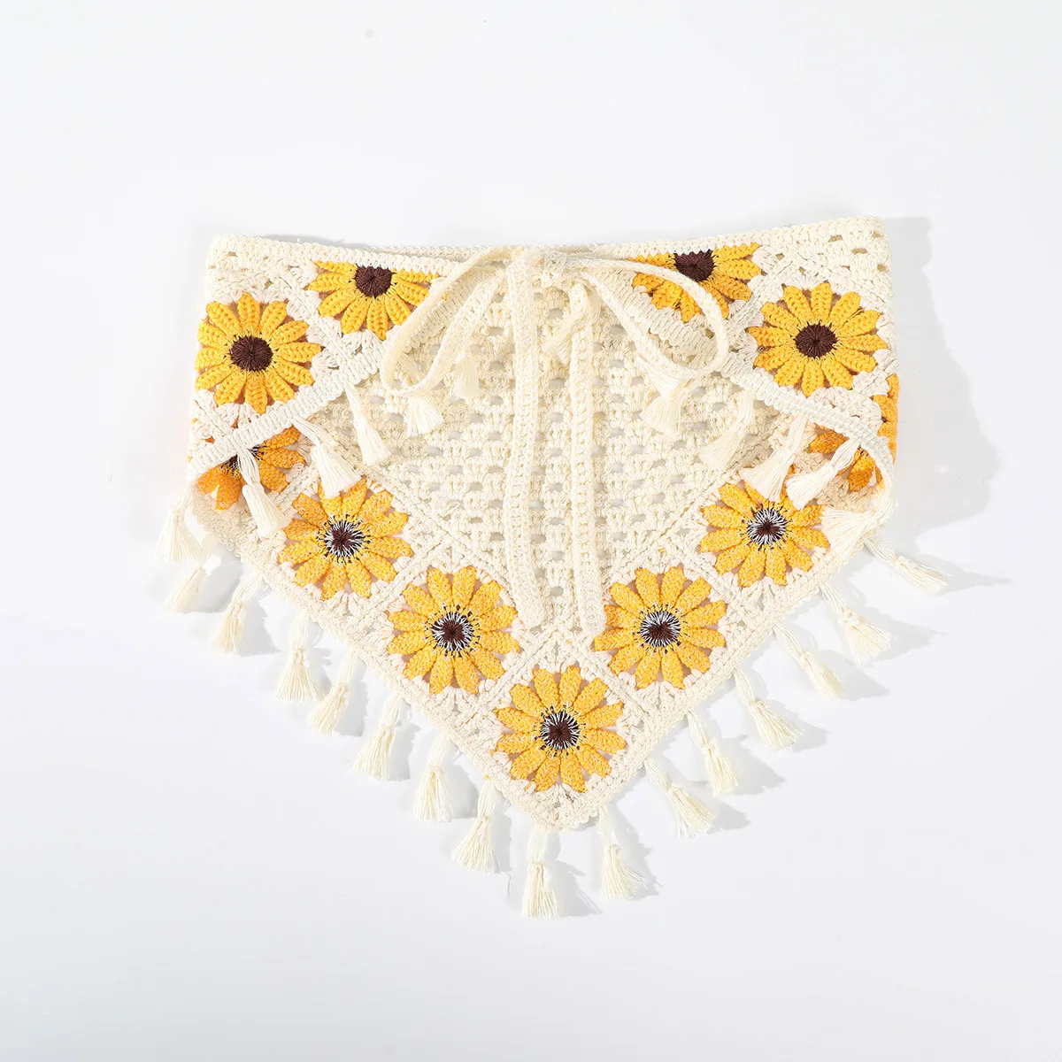 

Вязаная бандана ручной работы, вязаная цветочная голова, богемный вязаный головной платок с цветком, руководство для подсолнечника для женщин, аксессуары для волос