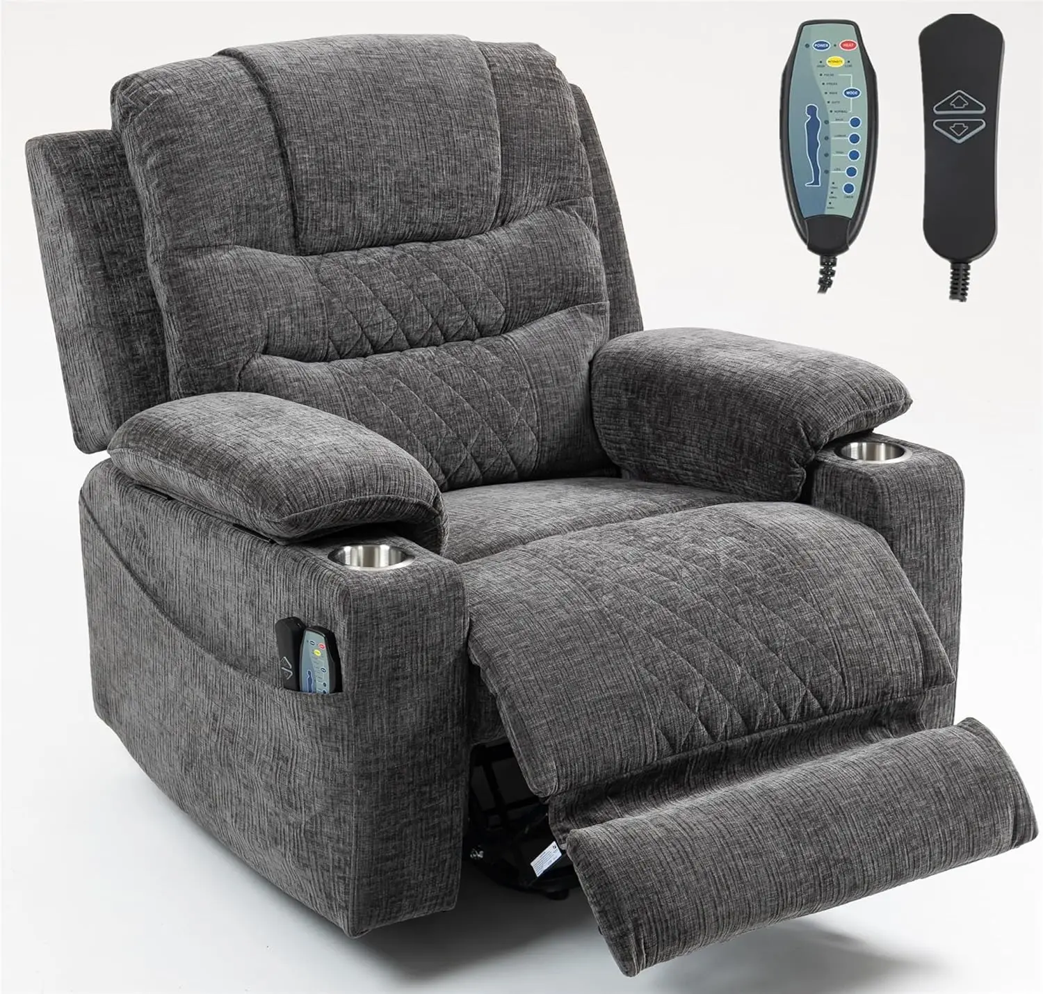 #400lbs Recliners with Extended Foot Rest and Armrest Storage, Oversized Power Lift Recliner Chair with Heat, Customized