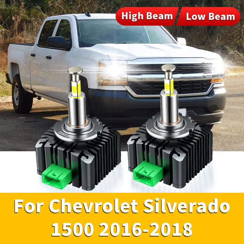 2Pcs For Chevrolet Silverado 1500 16-18 12V 35W HID Bulb Xenon Headlight 6000K LED Headlights Bulbs Plug&Play HID Conversion Kit