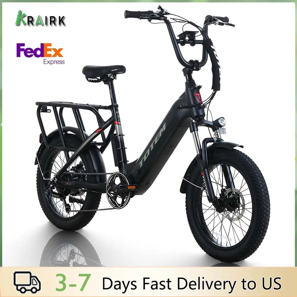 

Totem Hauler Electric Bike for Adults 750W Powerful Motor Ebike 48V 15Ah 20" Fat Tire 7 Speed Suspension Fork Electric Bicycle