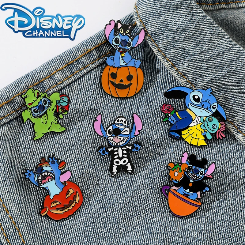 

Disney Cartoon Anime Creative Halloween Elements Cute Stitch Metal Brooch Decoration Dripping Oil Alloy Brooch Accessories Gifts