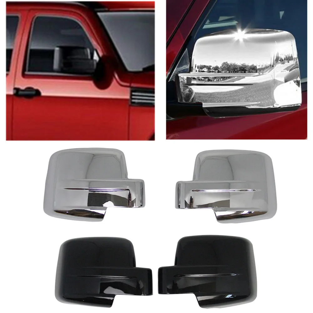 

For Dodge Nitro Jeep Liberty 2007-2012 Car Rearview Side Mirror Cover Wing Cap Exterior Door Housing Shell Trim ABS Adhesive