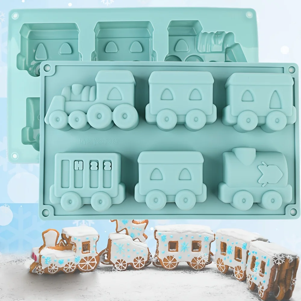 1 Cartoon-Zug-Silikonform, Muffinform, Cupcake-Backform/Kuchenform für Geburtstags-Themenpartys, Muffinförmchen, Eiswürfel, Seife, Waffeln, Kuchen, Törtchen, Kuchen, Teig, Donuts usw. – Detail 1