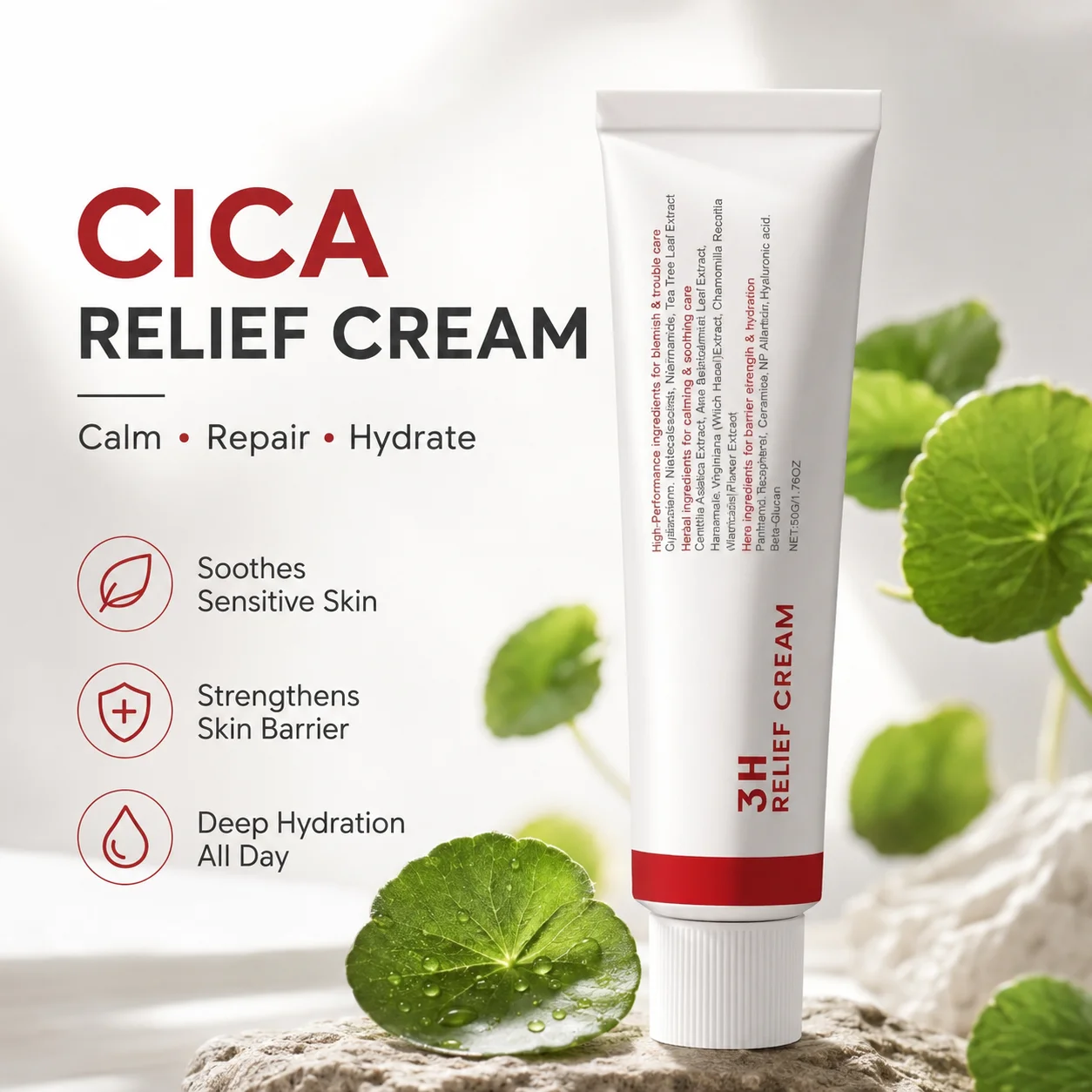 Centella Asiatica Soothing Relief Cream Repair Damaged Skin Fade Fine Flaws Deep Hydrate Strengthen Skin Barrier Skin Care Cream