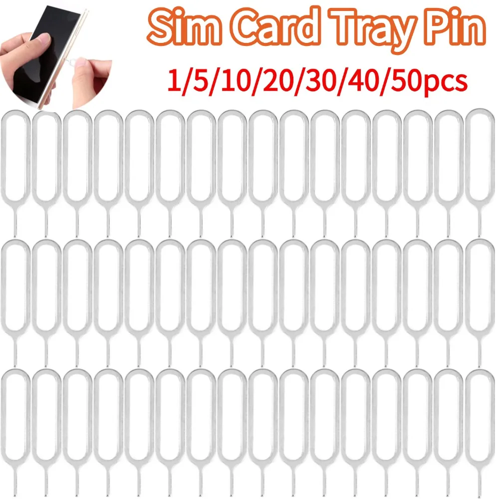 

SIM Card Key Tray Eject Pin Portable Removal Tool Accessories for IPhone Samsung Xiaomi Sim Card Opener Remover Needle 1-50pcs