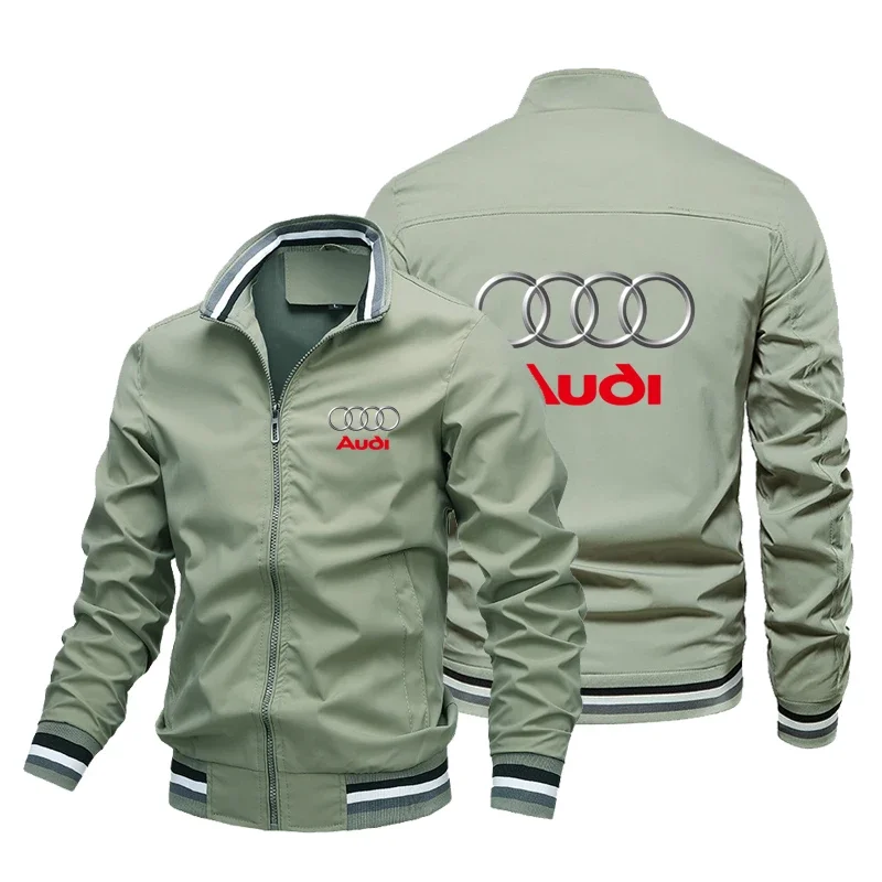 2024 Men\'s Motorcycle Jackets Audi A6 A8 RS Car Logo Jacket Fashion Windbreaker Casual Racing Biker Jacket Men\'s Clothing Coats