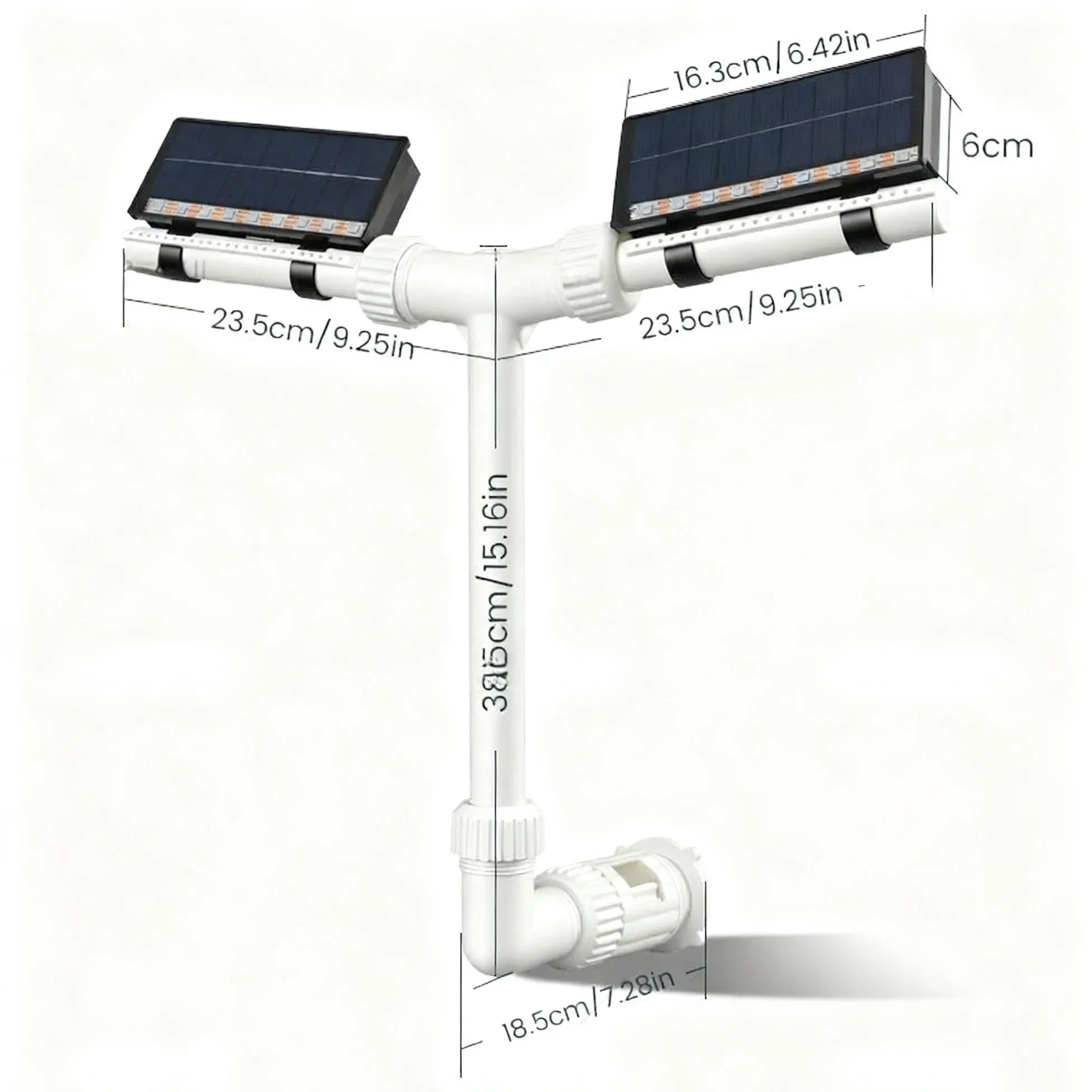 Sun Powered Pool Fountain with Two Spray Heads 18 RGB LEDs 11 Color Settings 6 Lighting Effects Remote App Compatibility