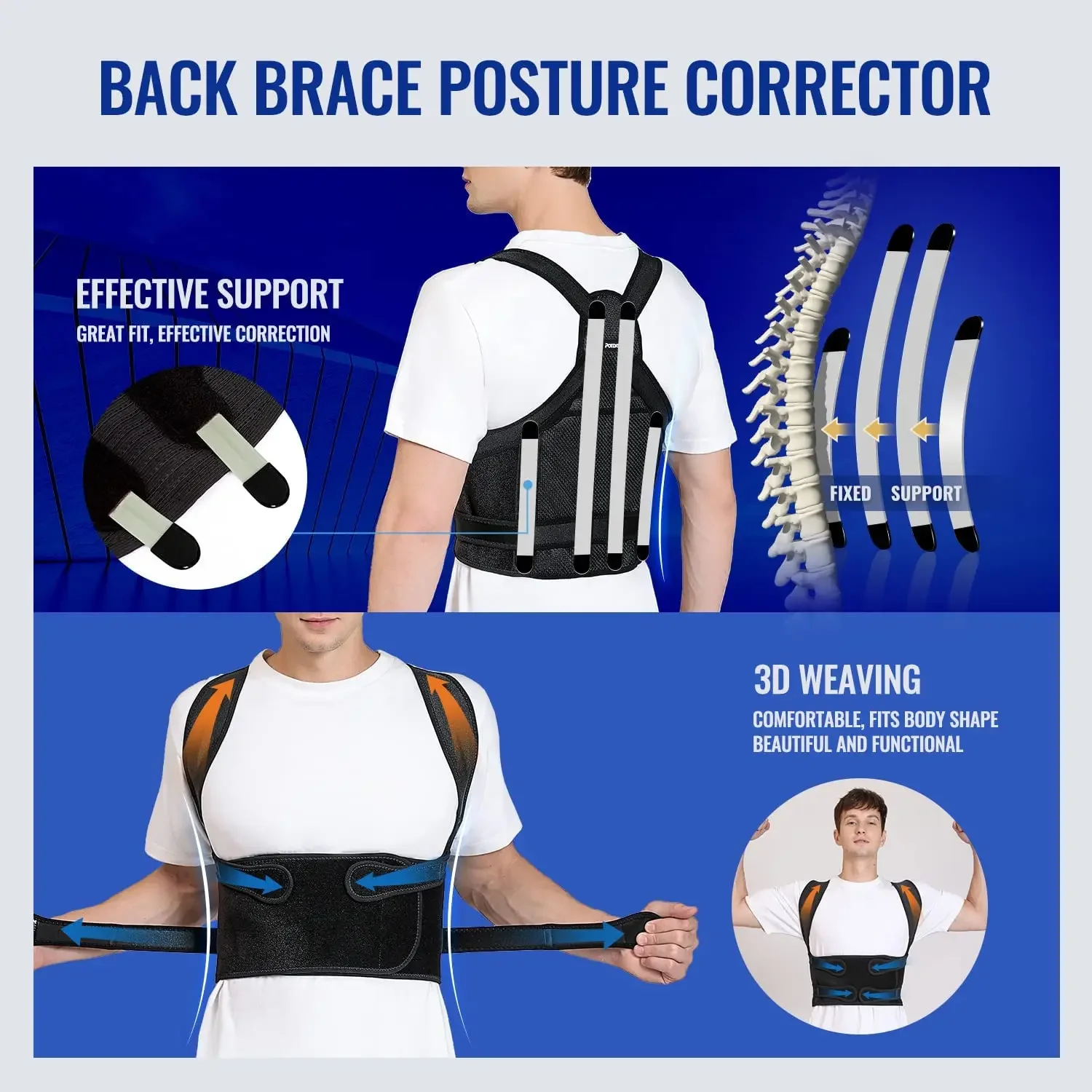 Back Brace and Posture Corrector for Men and Women, Back Straightener Posture Corrector Scoliosis & Hunchback Correction Support