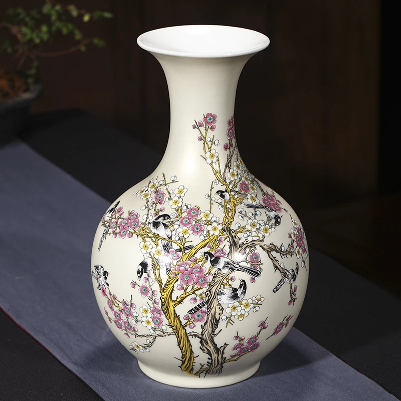 

Jingdezhen Ceramics Vase Flower Arrangement Modern Home Decoration Crafts Chinese Living Room TV Cabinet Decorations Gifts