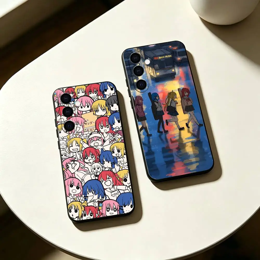 Stylish Anime B-Bocchi The Rock Phone Case For Samsung Galaxy A73,A72,A71,A70,A53,A52,A51,Soft Silicone Black Cover