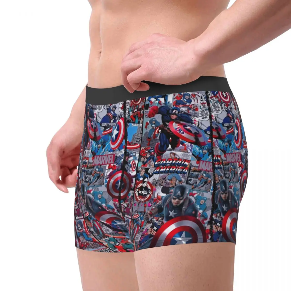 Male Cool Captain America Underwear Boxer Briefs Breathable Shorts Panties Underpants