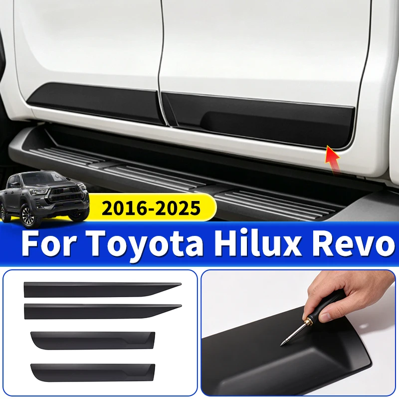 For Toyota Hilux Revo 2016-2025 Body Side Decorative Strip Molding Cover ABS Exterior Styling Upgrade Accessories