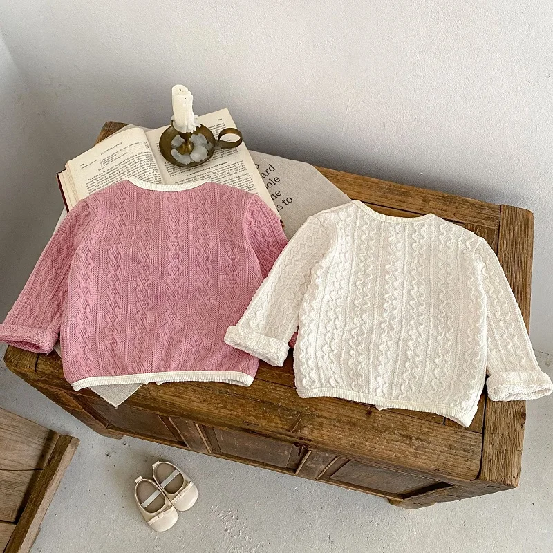 INS Spring Baby Girl Clothes 0-3Years Newborn Kids Solid Color Long Sleeve Cardigan Tops Or Suspender Bloomers Shorts Outfits image 4