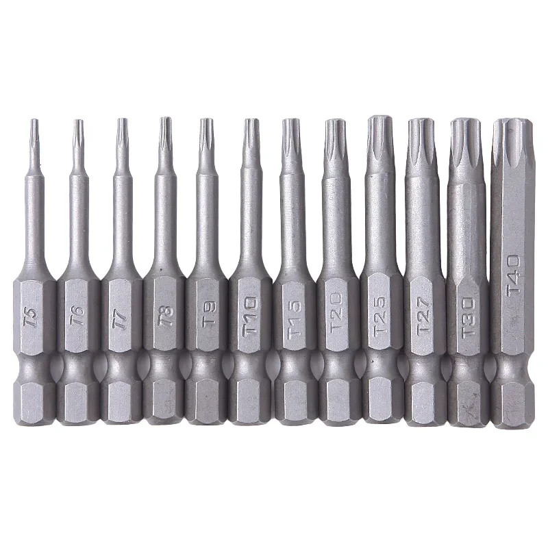 New 12Pcs/Set Security Bit Set Tamper Proof Screwdriver Drill Bit Screw Driver Bits Hex Torx Flat Head 1/4