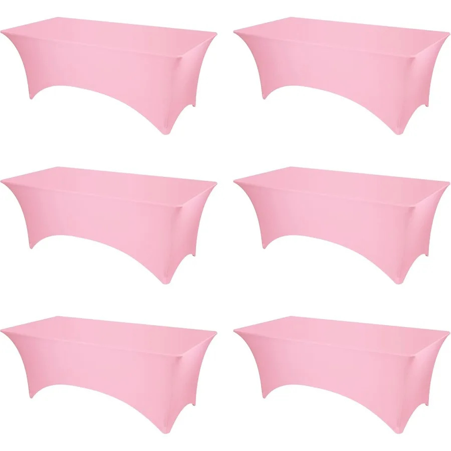 

RILLMAX 6 Pack Pink Fitted Spx Tale Covers - 8ft Stretc Taleclots for 8 Foot Recle Clots Recular ulk Linen Faric Elastic for We