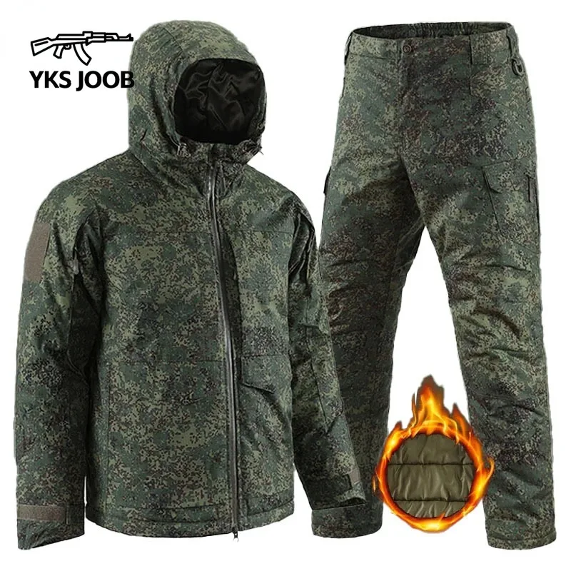 Autumn and Winter Fleece Waterproof and Windproof Men's 2-piece Set Multiple Pockets Wear-resistant Special Forces Combat Jacket