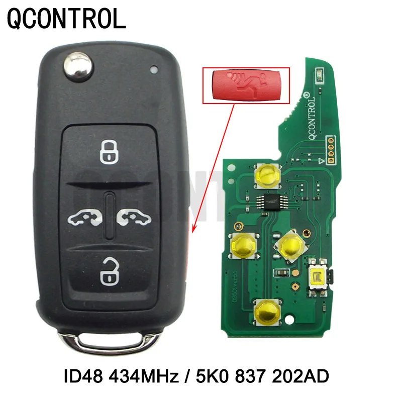 

QCONTROL 4+1 BT Car Remote Key 433 MHz for VW Sharan Multivan Caravelle Car Key Remote Control Replacement