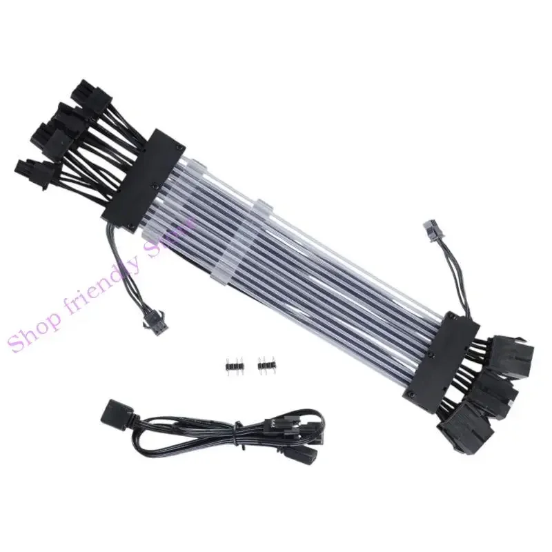 

594A 24Pin ARGB Cable ARGB Power Sleeved Cable 24Pin/3x8Pin ARGB Power Extension Cable