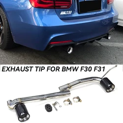 Car Exhaust Tip Compatible For BMW F30 F31 320i 330i 3 Series 2017-2019 Carbon Fiber Exhaust  Nozzle Tailpipe Muffler Tips