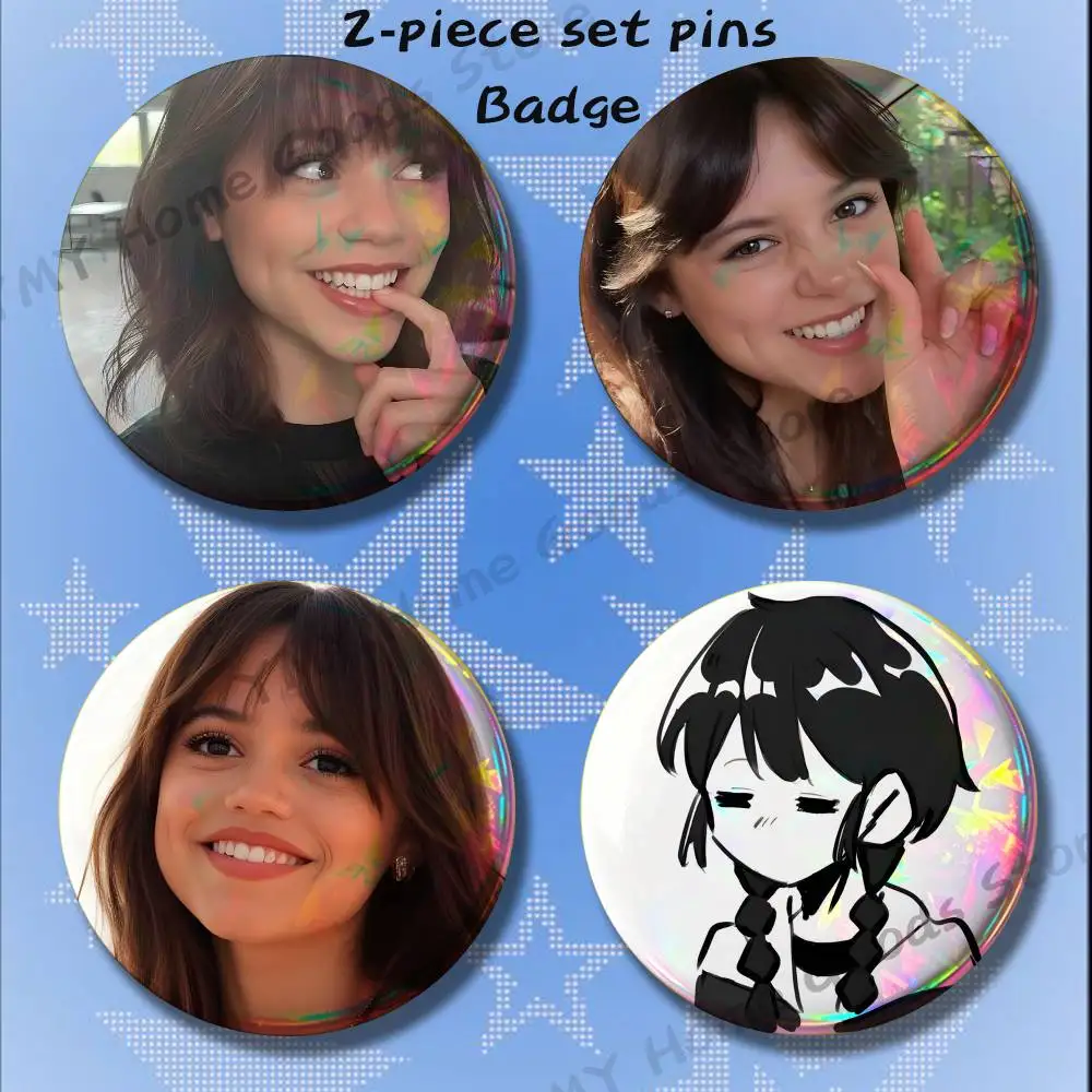 Actress J-Jenna O-Ortega Brooches for Backpack Accessories 25 32 44 58 75mm Round 2-piece set Free Mix