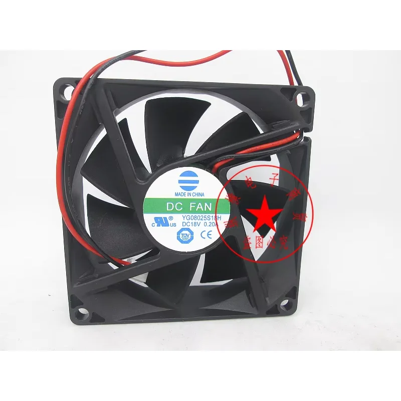 YG08025S18H DC 18 В 0,20 А 80x80x25 мм 2-проводной охлаждающий вентилятор для сервера