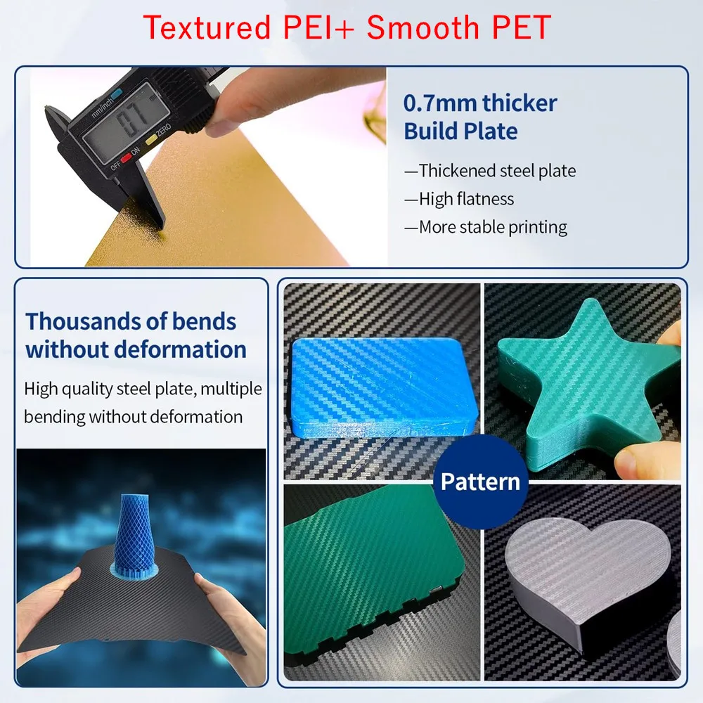 A20 Build Plate Smooth PET+Textured PEI for Geeetech A10/A20T/A30 Series 3D Printer 235/260/310mm PEI Flexible Spring Steel Bed