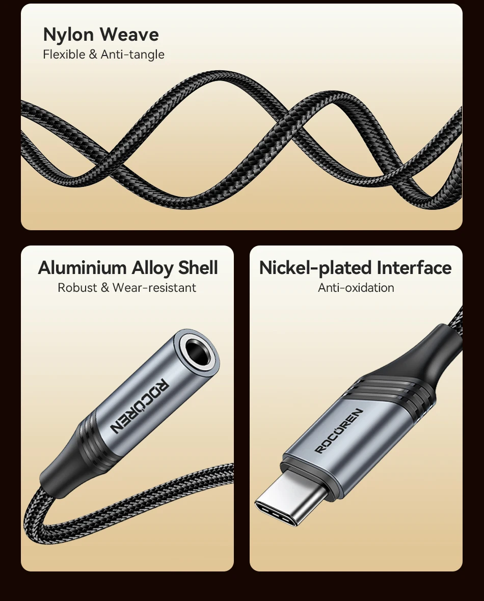 Rocoren USB C auf 3,5 mm Klinke Dac Audiokabel Stecker auf Buchse Kopfhöreradapter Typ C auf 3,5 mm Konverter für Samsung Xiaomi Phone – Detail 20