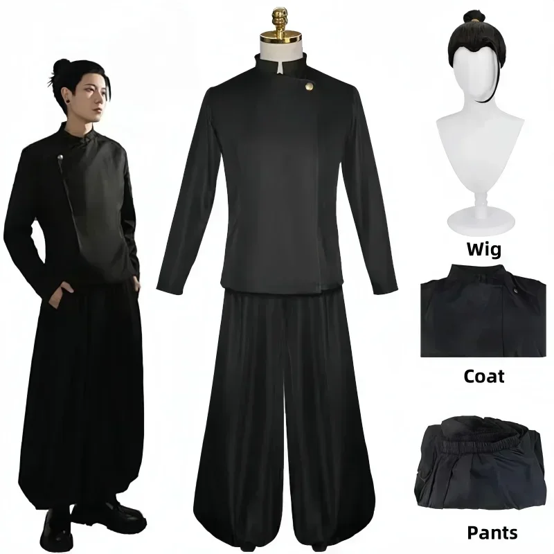 Jujutsu Kaisen Geto Suguru Cosplay Costume Mens Black Shirt Pants Wig High School Halloween Uniform Full Set Anime