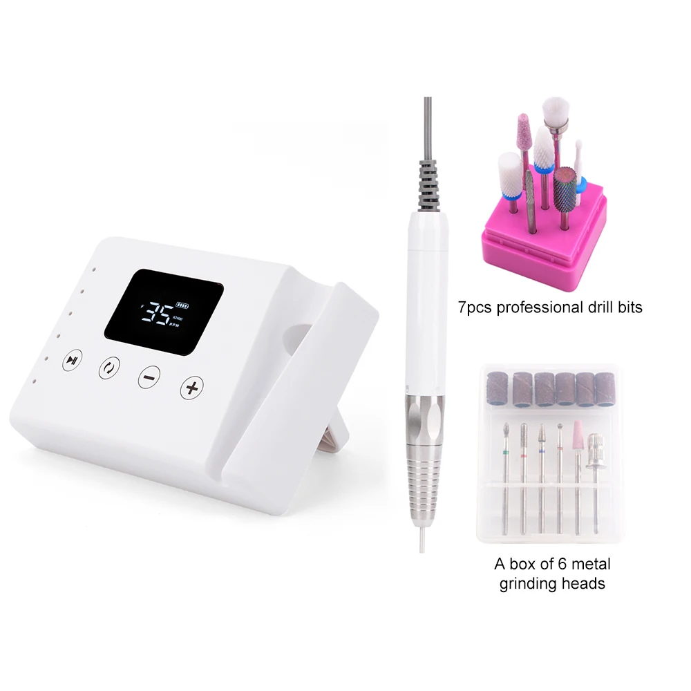 Borstelloze 35000 RPM draagbare 2-in-1 elektrische desktop nagelboormachine Boren manicure nagelpolijstmachine 85 w Krachtig met bitset