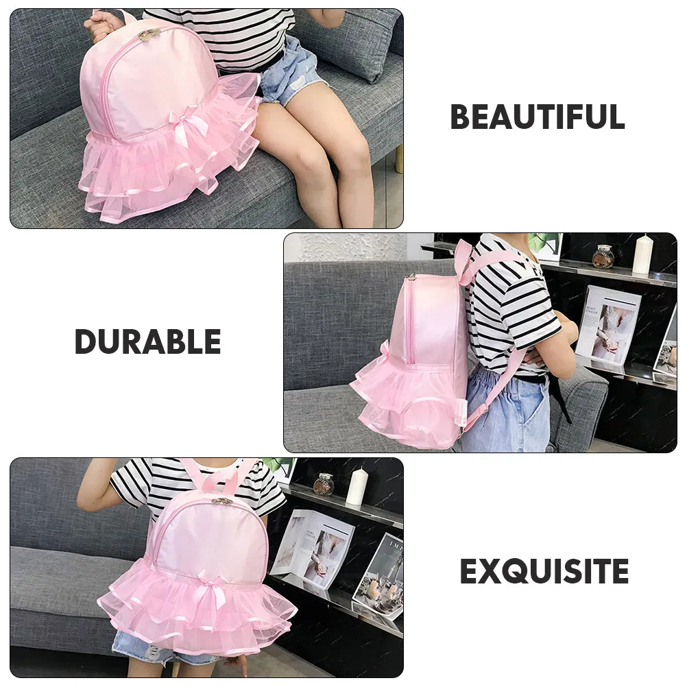 

Girl Ballet Dance Backpack Nylon Material Cute Design Strong Zippers Spacious Main Pocket for Kids School Sports Daily Commute
