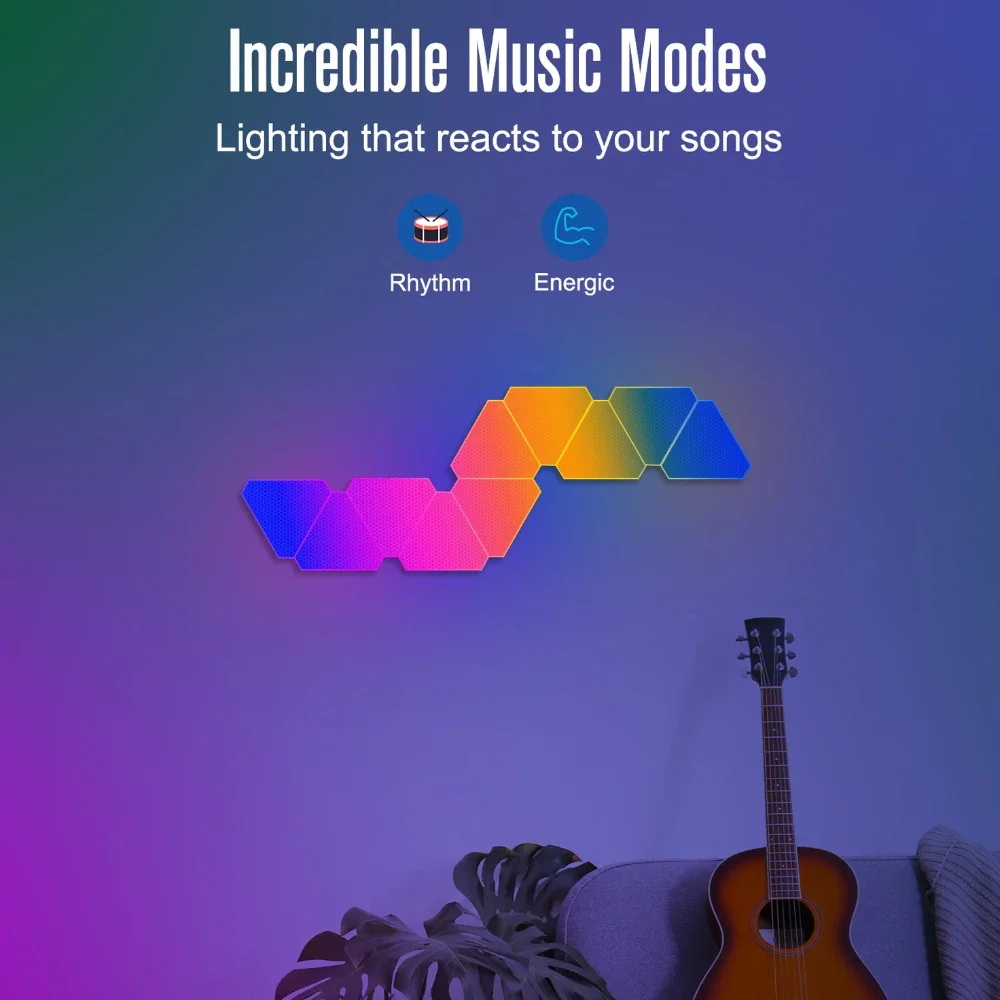 Умный RGB звукосниматель, ритм-лампа, треугольные настенные светильники, WIFI, Bluetooth, управление через приложение, сделай сам, квантовый ночник для компьютерных игр, спальни