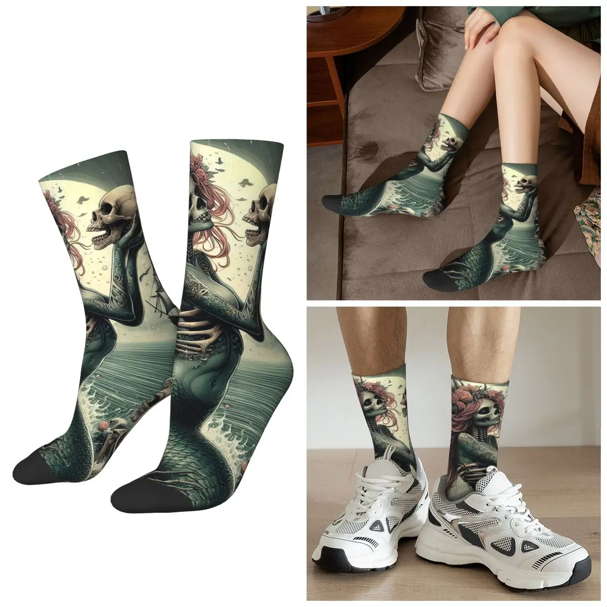 

All Seasons Mermaid Zombie Socks Harajuku Crew Socks Hip Hop Stockings for Men Women Gifts