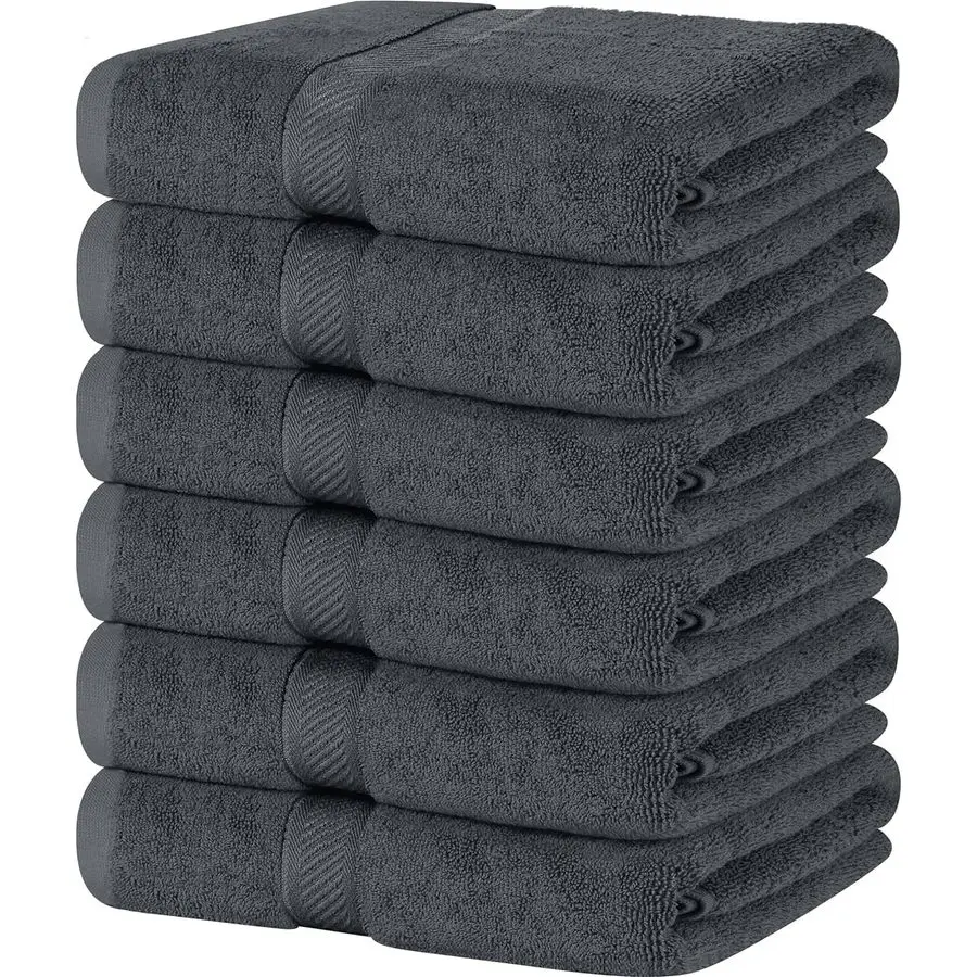 

Cotton Bath Towels, 25x50, Gray, 6 Pack