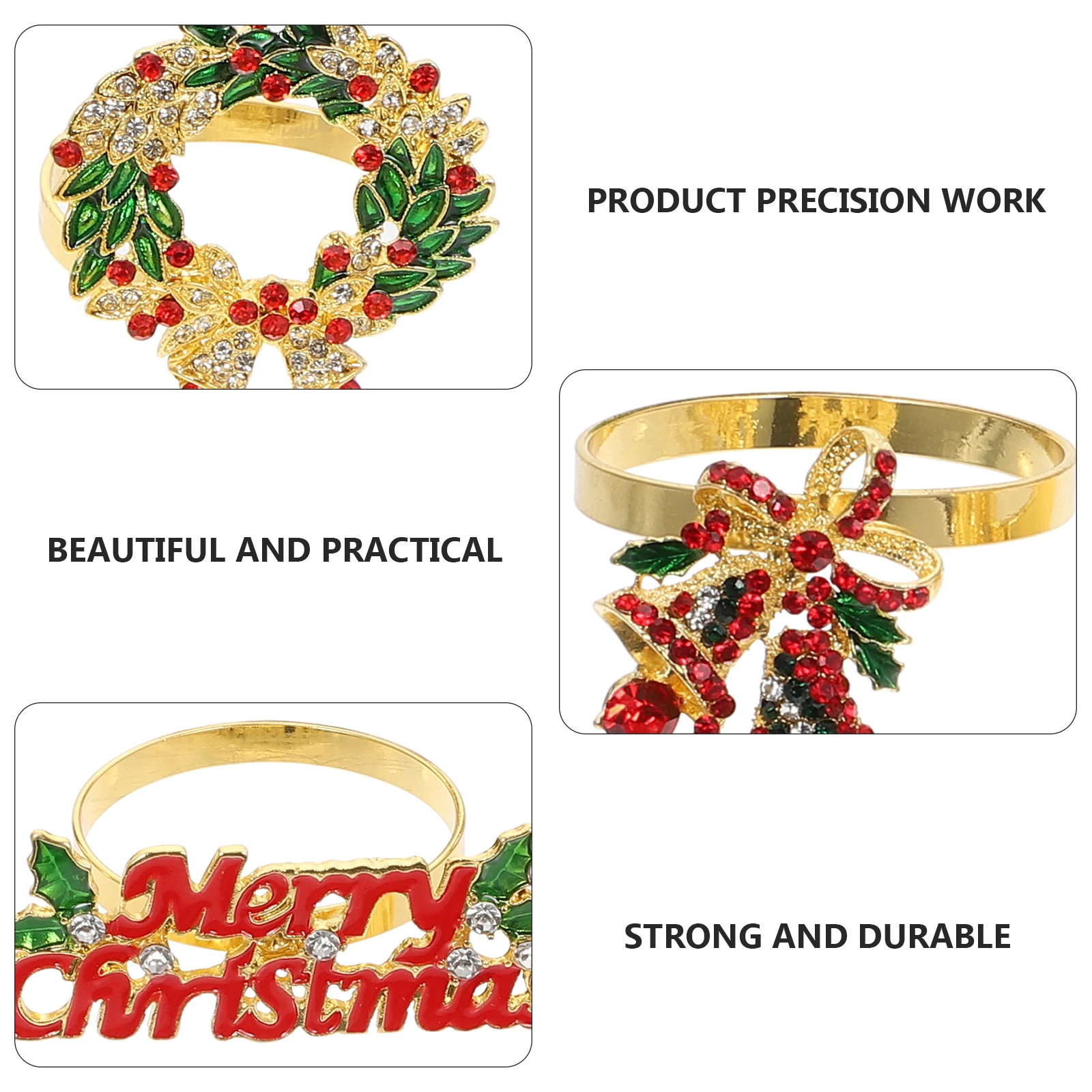 

6 Pcs Napkin Ring Christmas Dining Table Decor Chic Buckles Household Rings Supplies Alloy Clasps Clips