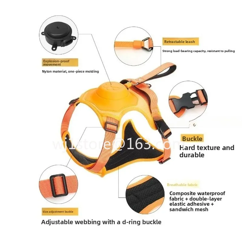 Pet integrated chest strap traction vest type explosion-proof flushing dog traction rope pet vest chest back