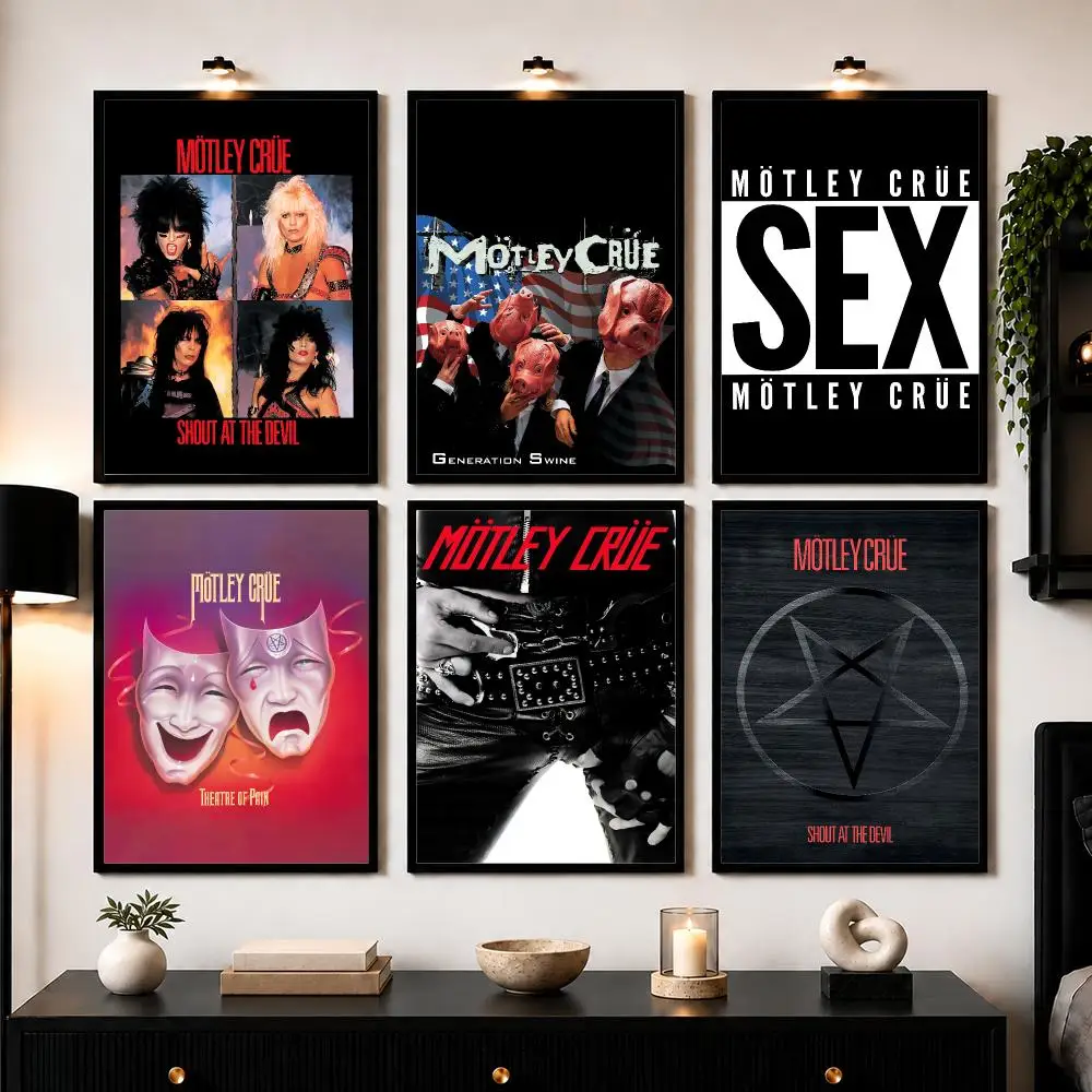 M-Motley Crue Poster Wall Art Sticker For Living Bedroom Bar Home Decor Mural Painting Decoration