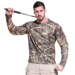 Long-Sleeve T-Shirt Breathable Anti-Sweat Tactical Shirt Camo Hunting Under-Shirt Hunting Clothes Elasticity Sun-Protective Top