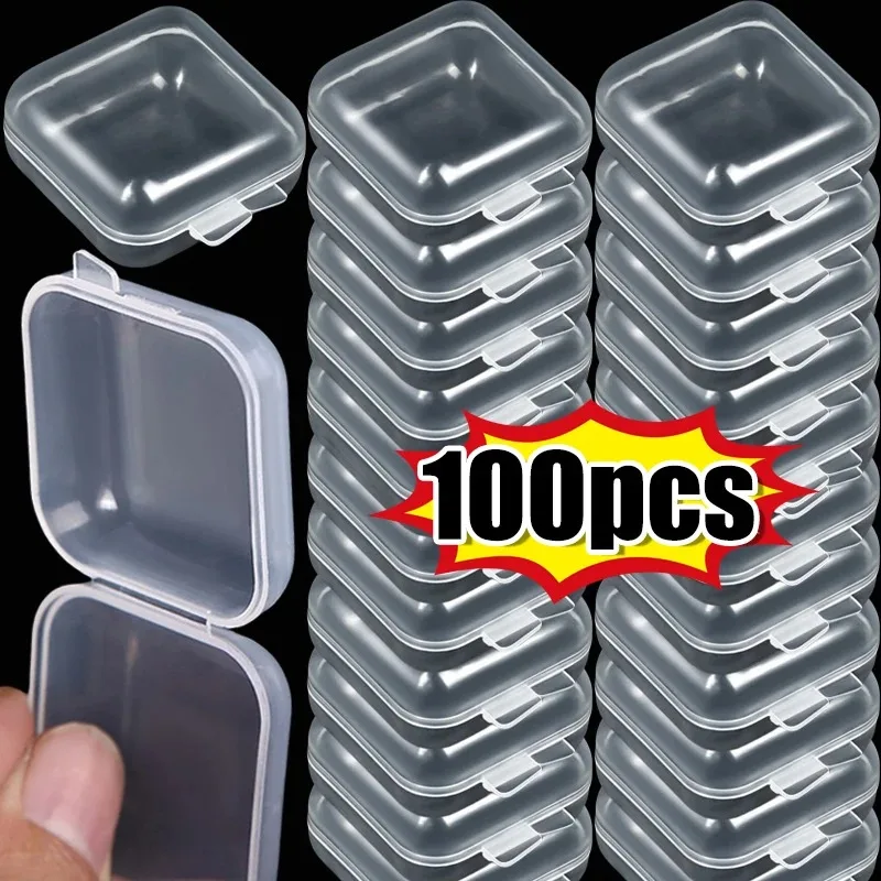 Transparent Plastic Mini Square Storage Box Covers Small Case for Pill Jewelry Earrings Dustproof Storage Pack Boxes Wholesale - view 2