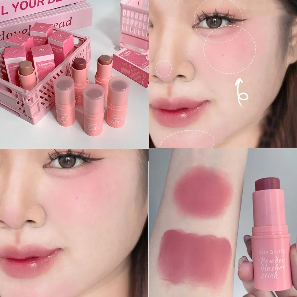 Girly Blush Stick Natuurlijke Matte Gemakkelijk Te Dragen Zachte Blusher Waterdichte, Duurzame Verhelderende Gezichtscontouren Blush Koreaanse Make-Up