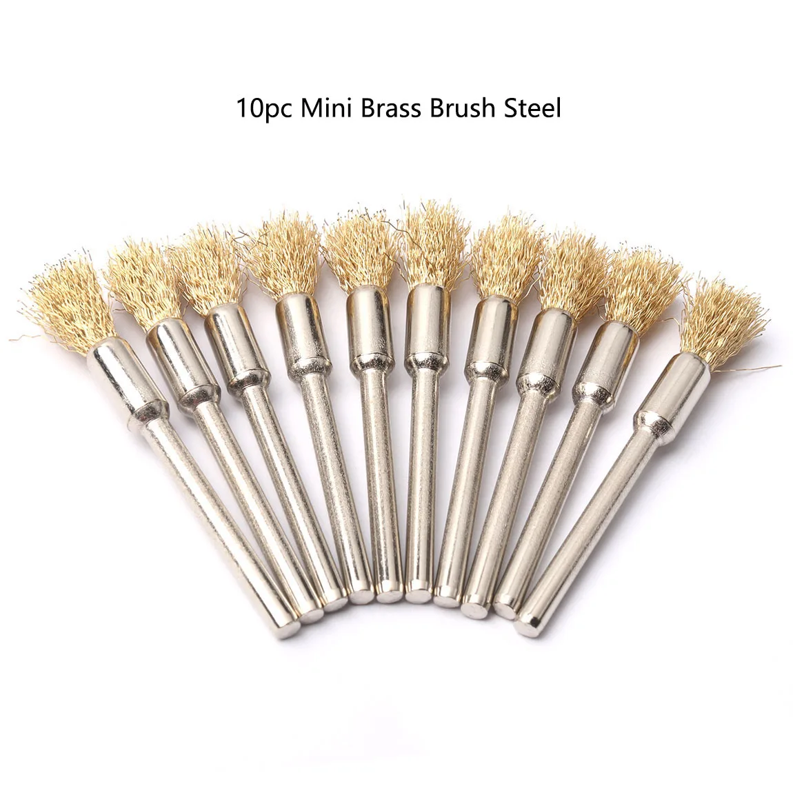 10pc 3mm Shank Mini Brass Brush Steel Wire Wheels Rotary Tools Polishing Dremel Rotary Tools Metal Rust Removal Brush Set